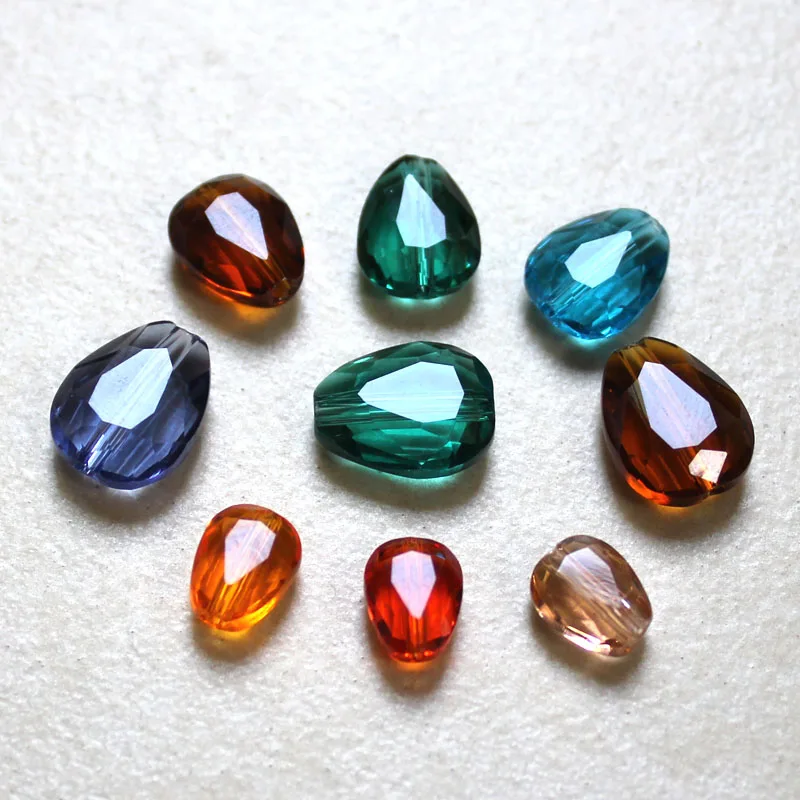 

StreBelle AAA Fashion Charming clear crystal drop beads 8x6mm 10x8mm 12x10mm flat heart glass beads Jewelry accessories 100pcs