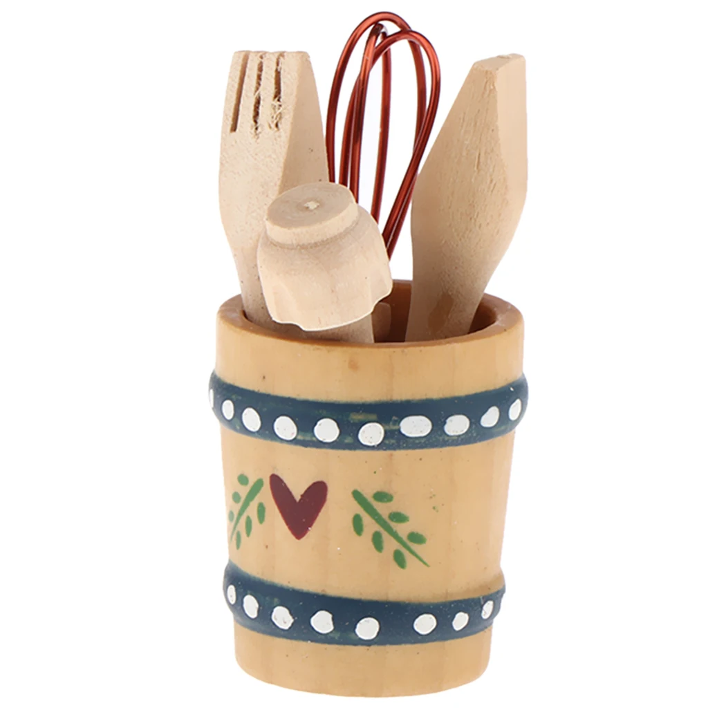 Miniature Japanese Kitchen Real Cooking Utensils, Dollhouse Wooden Kitchen Cooking Utensil Tool, Kitchen Toy Set 1/12 Scale