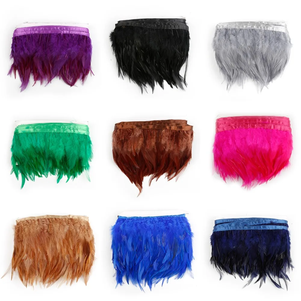 

1Meter 8-10cm Chicken Cock Feathers Trim Cloth Side band Chicken Pheasant Feather Lace DIY Handmade Clothing Wedding Decoration