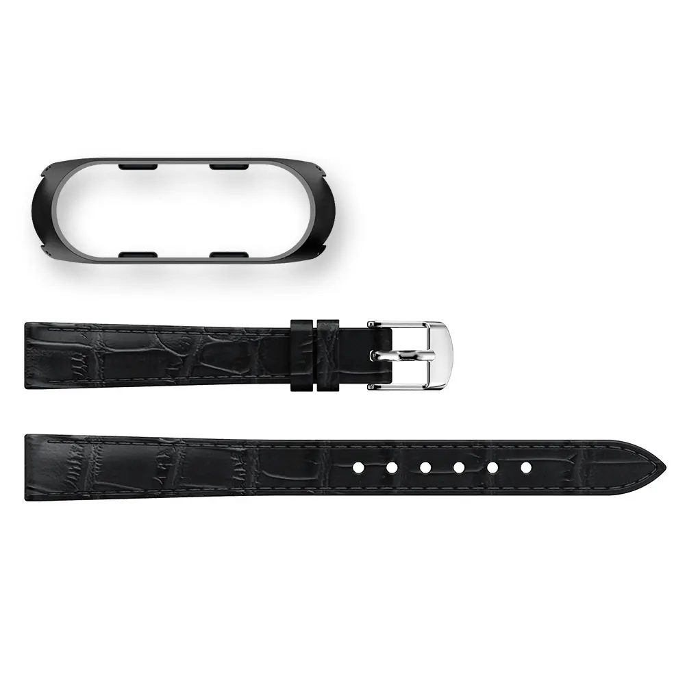 Choifoo Mi Band 3 4 Strap wrist strap for Xiaomi mi band 3 4 leather Miband 3 4 Smart accessories - Цвет: Black