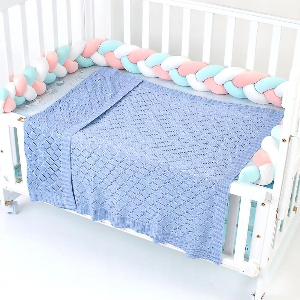 Baby Blankets Knitted Solid Color Newborn Boys Girls Swaddle Blanket 100*80cm Kids Monthly Muslin Quilts Children Stroller Cover