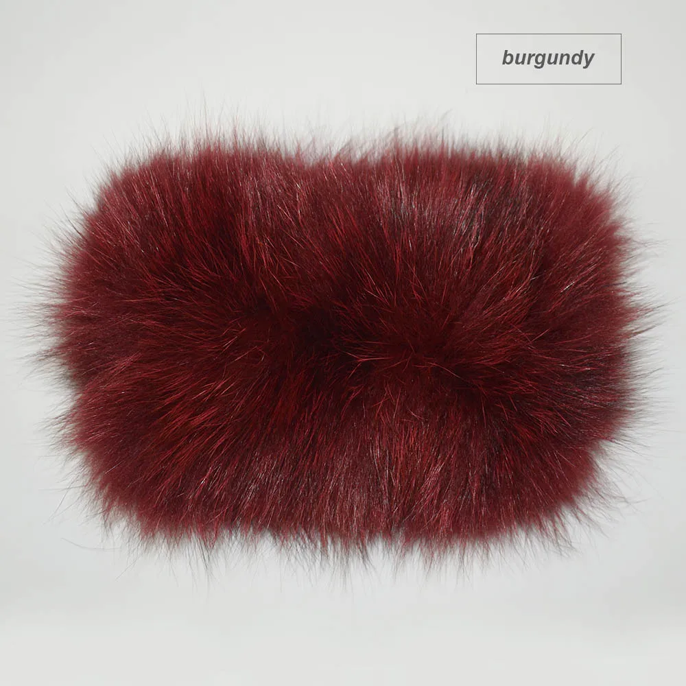 fox fur headband color burgundy