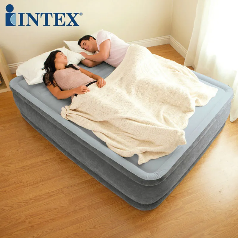 

INTEX 64498 137*191*33CM 2-3 Person Use Flocking Ultralarge Air Mattress Folding Bed Beach Inflatable Mat With Electric Pump