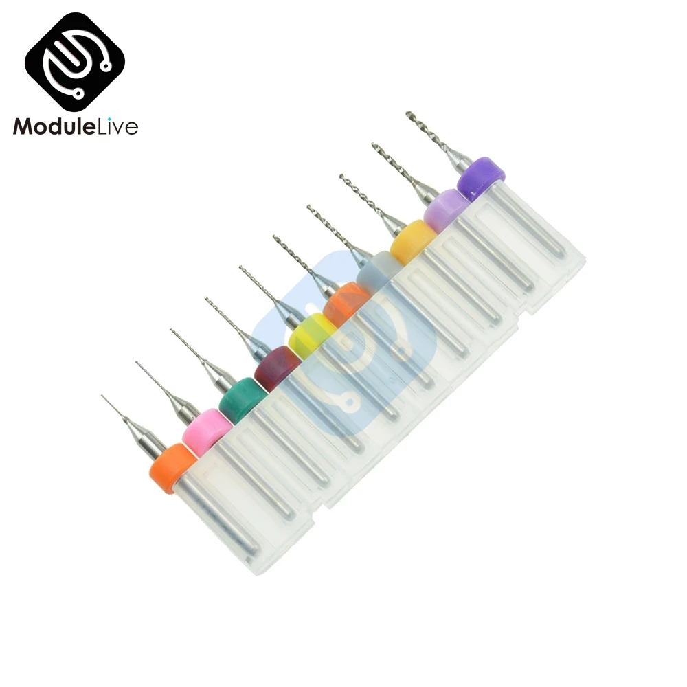 

10Pcs PCB Print Circuit Board Carbide Micro Drill Bits Tool 0.3mm to 1.2 mm Kits Diy