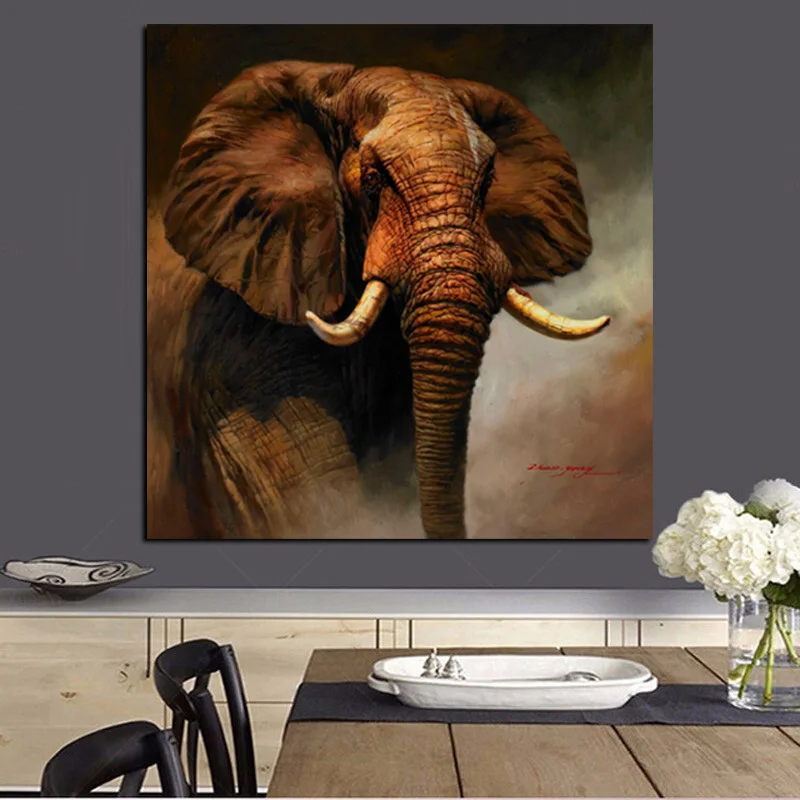 Print Abstract Wall Art Canvas African Elephant Landscape Oil Painting on Canvas Modern Animal Picture Poster For Living Room