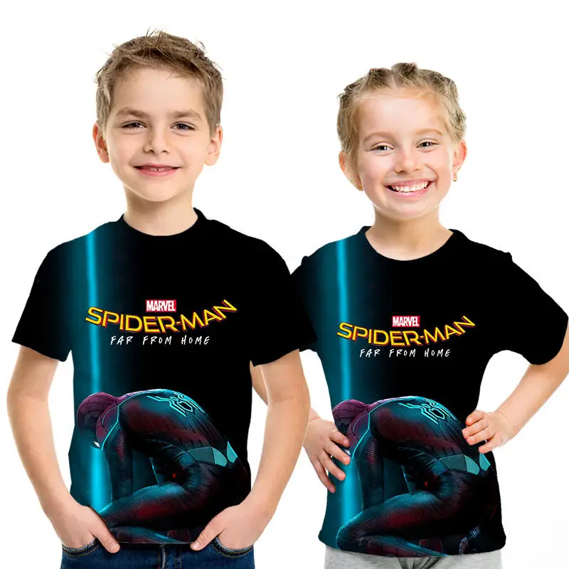 Детская футболка с супергероями 2019 г., летняя модная футболка с человеком-пауком для мальчиков и девочек, 3 года крутая футболка с 3D принтом
