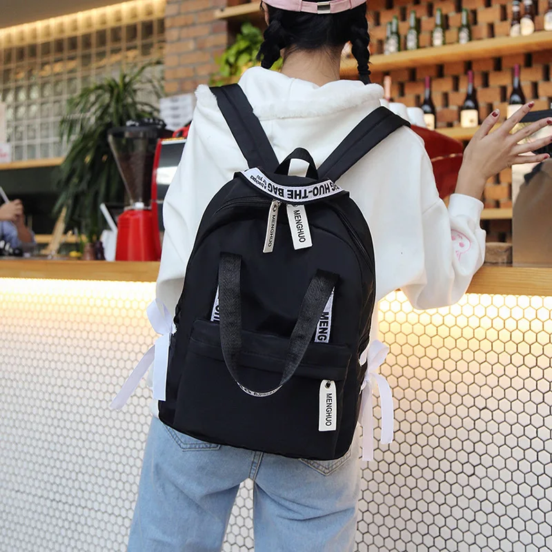 سعة كبيرة حقائب النساء Preppy المدرسة حقائب للمراهقين الإناث النايلون السفر أكياس الطلاب Mochila الفتيات Bowknot على ظهره سعة كبيرة حقائب النساء Preppy المدرسة حقائب للمراهقين الإناث النايلون السفر أكياس الطلاب Mochila الفتيات Bowknot على ظهره