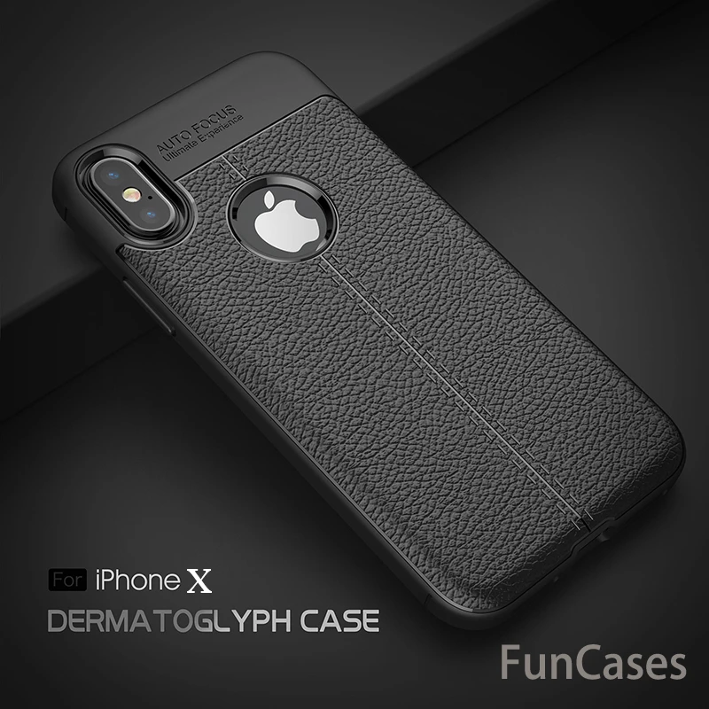 Роскошный противоударный мягкий ТПУ чехол для iPhone X Case бренд кожаный мобильного