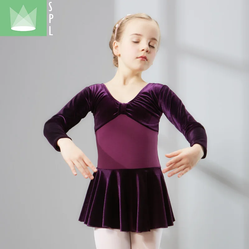 Girls Ballet Velvet Dance Costume Kids Ballet Dresses Gymnastics Dance Tutu Leotard Girl Velvet