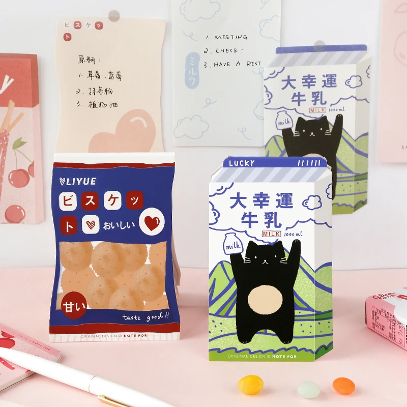 

24 Sheets Creative Store Series Notepads Kawaii Peach Memo Pads Milk Sticky Notes For Kids Gifts School Office Supplies Statione