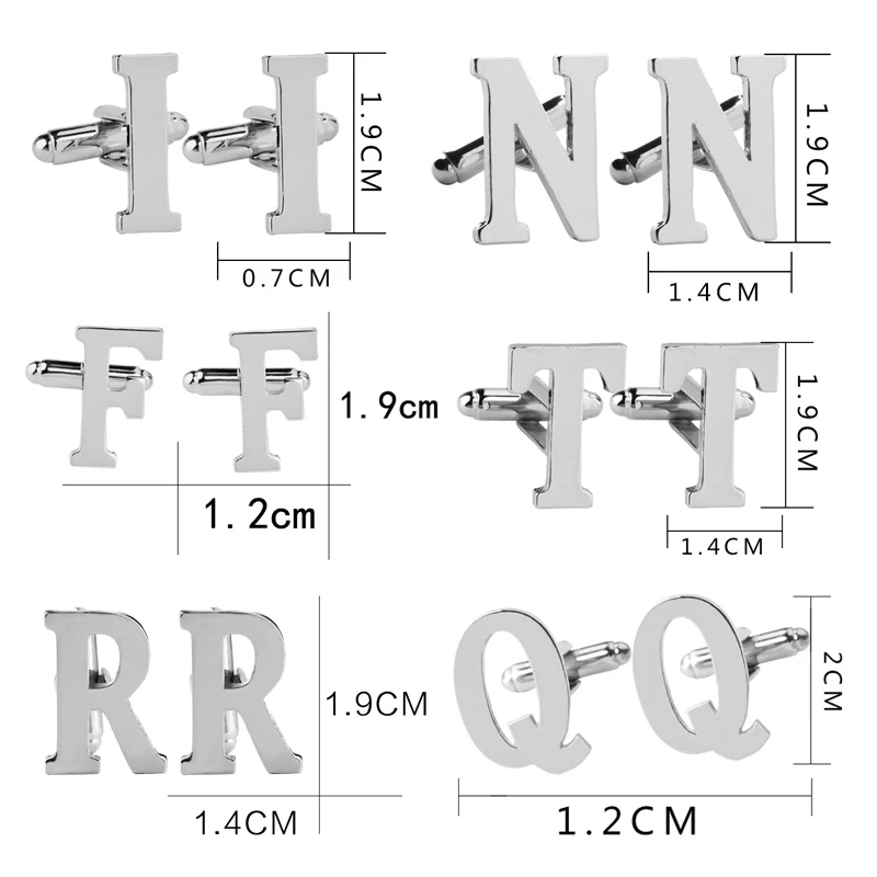 Новые мужские буквенные деловые Серебристые алфавитные Запонки Свадебные Запонки для торжественных мероприятий