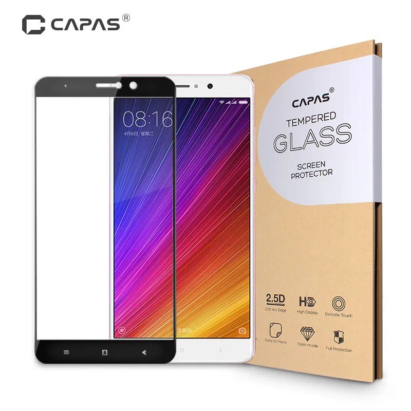 

for Xiaomi Mi5S Plus Tempered Glass Screen Protector for Xiaomi Mi 5S Plus CAPAS Brand Almost Full Cover Protective Film Black