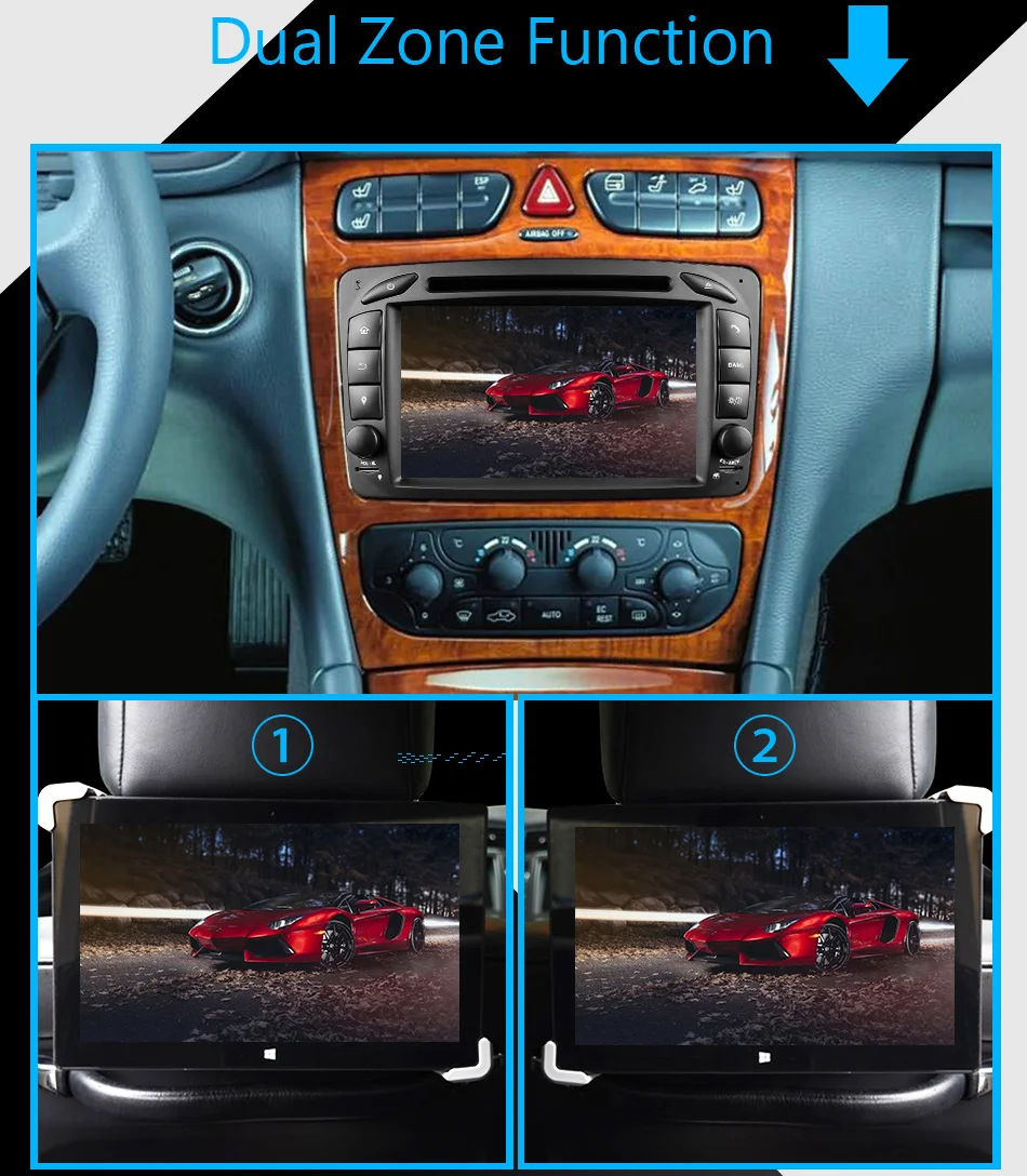 Excellent Eunavi 7" 2 Din 1024*600 HD Octa Core 4GB 32GB Android 8.0 Car DVD GPS For Benz C-Class W203 W209 G-Class W463 A Class W168 Vito 16