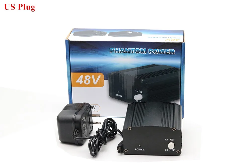 GEVO 48v phantom power supply with adapter EU 3M audio XLR cable for condenser microphone studio music voice recording equipment 16
