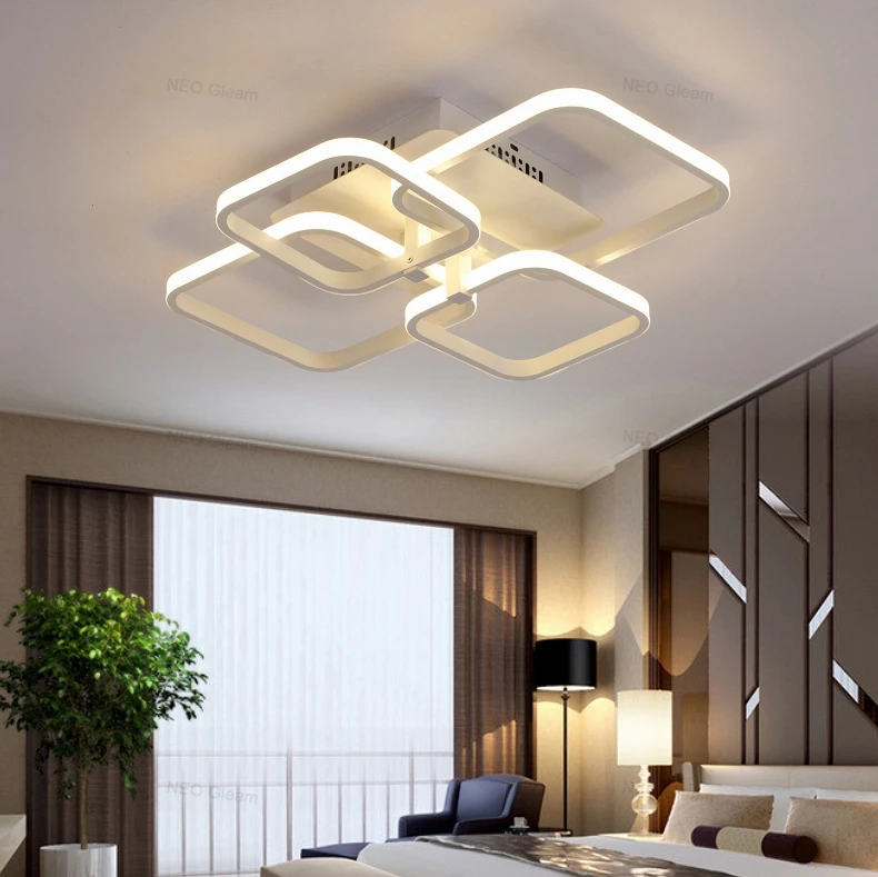 Square Circel Rings Chandelier For Living Room Bedroom Home AC85-265V Modern Led Ceiling Chandelier Lamp Fixtures Free Shipping