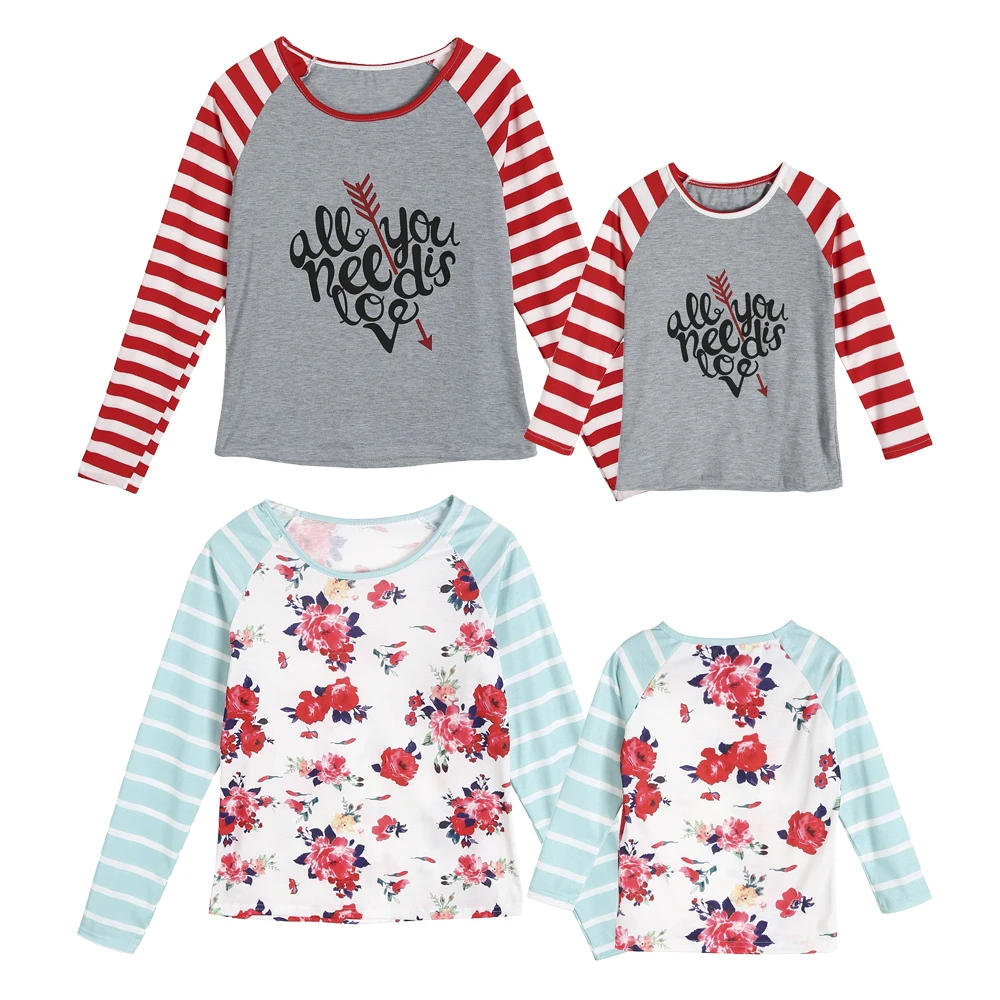 Одинаковая футболка с длинными рукавами; повседневные топы для женщин и девочек; семейный костюм; одежда; От 3 до 8 лет для мамы и дочки