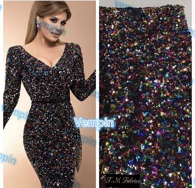 

2019 Latest French elastic mech Nigerian Lace Fabric High Quality sequins Lace Wedding African French Tulle Lace Fabric 5yards