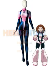 3D Print Pink Uraraka Kostým Spandex Žena / děti Cosplay Kostýmní superhrdina Tight Costume Zakázková výroba zdarma