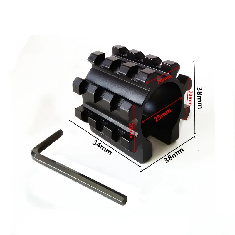 

5 Position 25mm Rail Tube Barrel Flashlight Laser Grip Mount 12 Gauge Rifle Gun Adjustable Tri-Rail Weaver Aluminum Mount