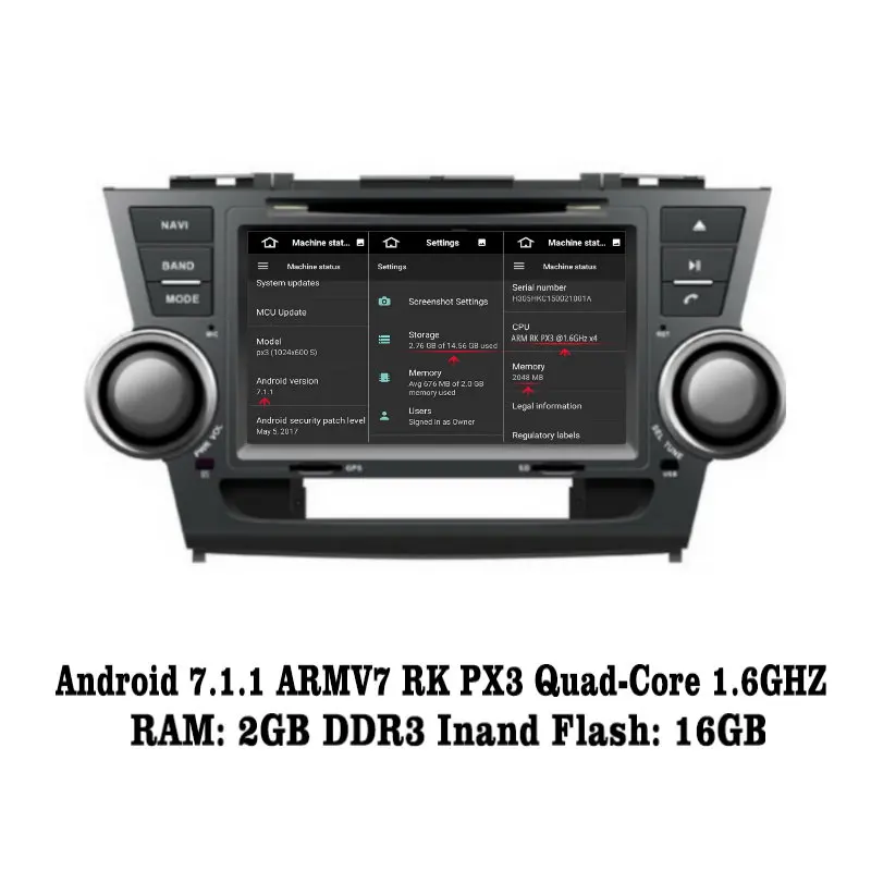 Top Liislee Android 7.1 2G RAM For Toyota Highlander Car Radio Audio Video Multimedia DVD Player WIFI DVR GPS Navi Navigation 1