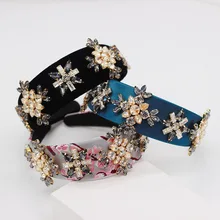 Барокко Мода темперамент красивый крест со стразами цветок Геометрическая повязка на голову путешествия уличная beat повязка на голову 953