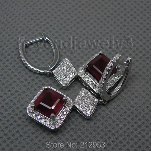 Женские серьги из белого золота с красным Рубином|jewelry diamond earrings|jewelry ruby earringsjewelry