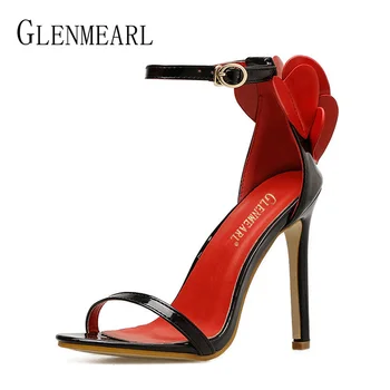 

High Heels Women Sandals Brand Summer Shoes Open Toes 2019 Fashion Plus Size Leather Female Thin Heels Party Wedding Sandals 45