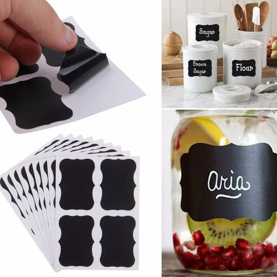 

Creative Blackboard Jam Jar Label Sticker For The Kitchen Removable Sticker On Jar Bottle Decals Chalkboard Home Decor 32PCS/Set