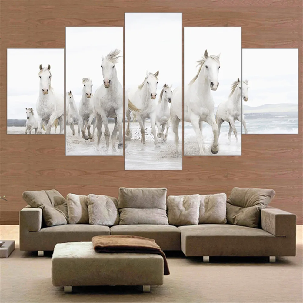 184 28 De Réductioncheval Moderne Sans Cadre Courir Dans La Mer Toile Peinture Animal Hd A4 Imprimer Affiche Mur Autocollant Huile Photo