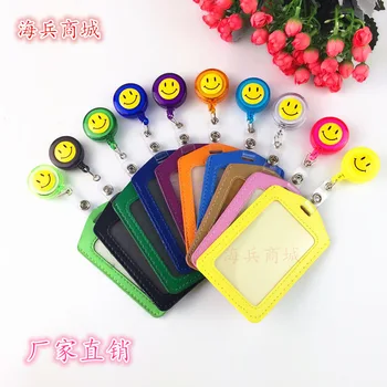 

1Pcs Smiley face Retractable Badge Reel High quality Student Nurse Exihibiton ID Name Card Badge Holder Office Supplies