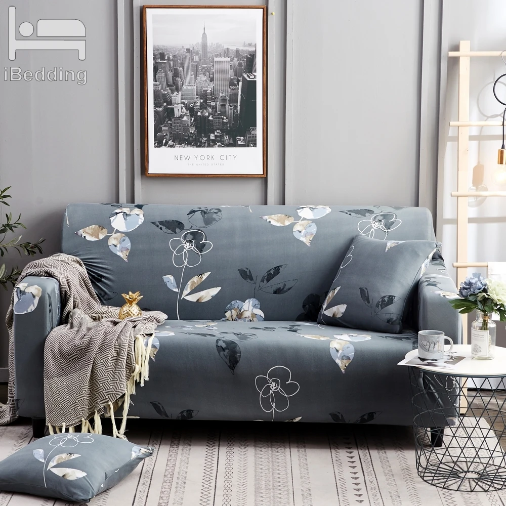 Spotted Leaves Flowers Elastic Sofa Protector Cover for Living Room Slipcovers Sectional L Shape Sofacover 1/2/3/4 Seater | Дом и сад