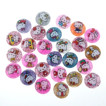 

50Pcs 18x18mm Mixed Glitter Round Resin Cats Decoration Crafts Flatback Cabochon Embellishments For Scrapbooking Diy Accessories