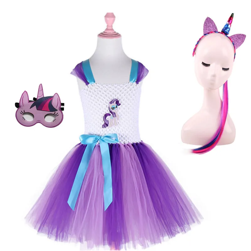 Платье-пачка для девочек «Мой маленький пони»; костюм единорога для девочек; платье для дня рождения, вечеринки, Хэллоуина, Дня благодарения; От 2 до 12 лет
