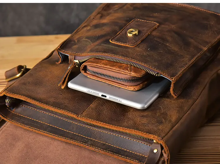 black leather laptop backpack