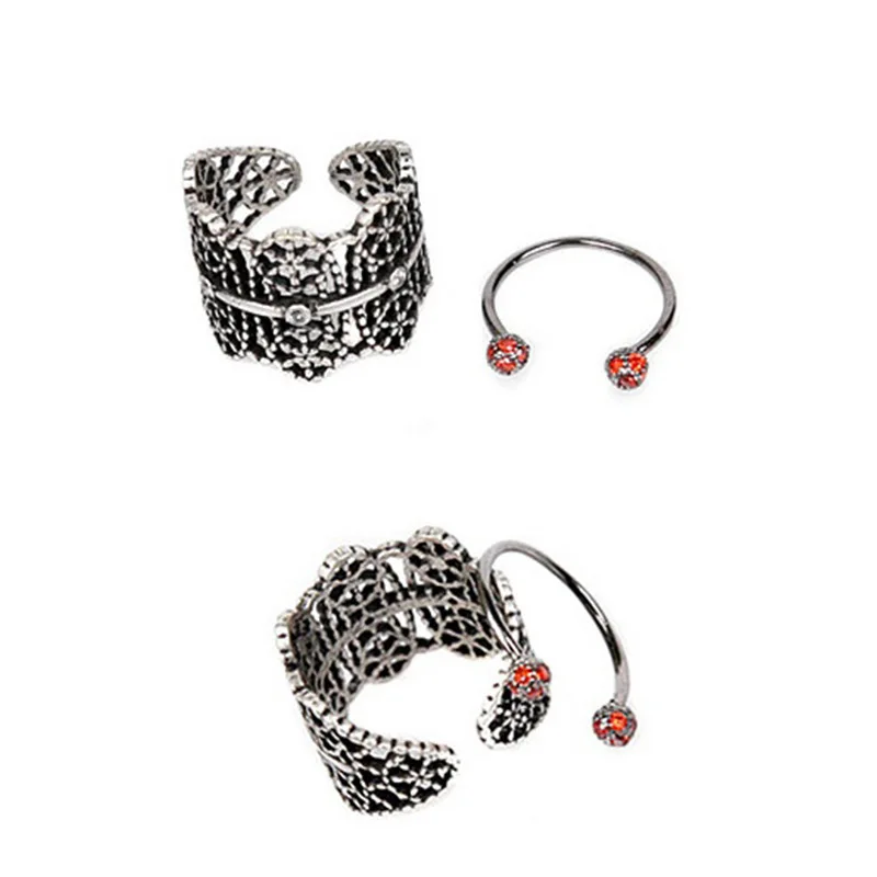 

New Popular Hollow Lace Open Rings For Women Fashion Accessories Alloy Paint Wide Finger Ring Femme Bijoux