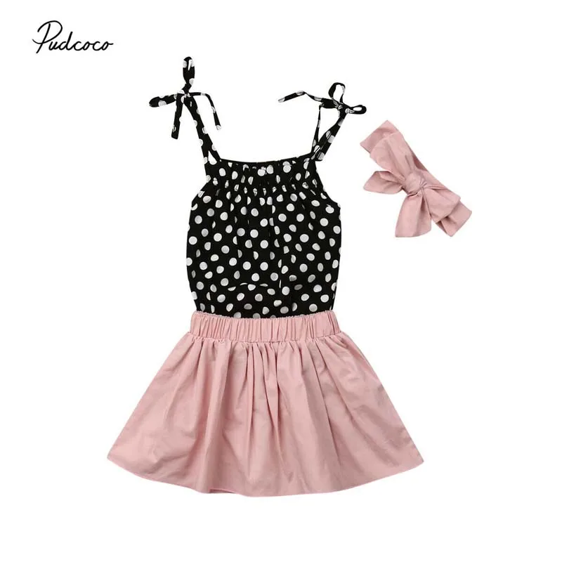 Коллекция года, брендовая одежда для новорожденных девочек модный комбинезон с открытыми плечами в горошек, топы, однотонный короткий юбочный наряд комплект летней одежды из 3 предметов