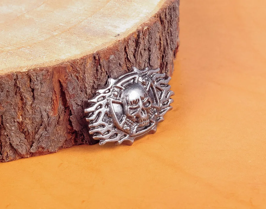 

10PCS 46X29mm Biker Motocycle Punk Floral Fire Cross Skeleton Skull Conchos Belt Leathercraft Decorative Rivet back