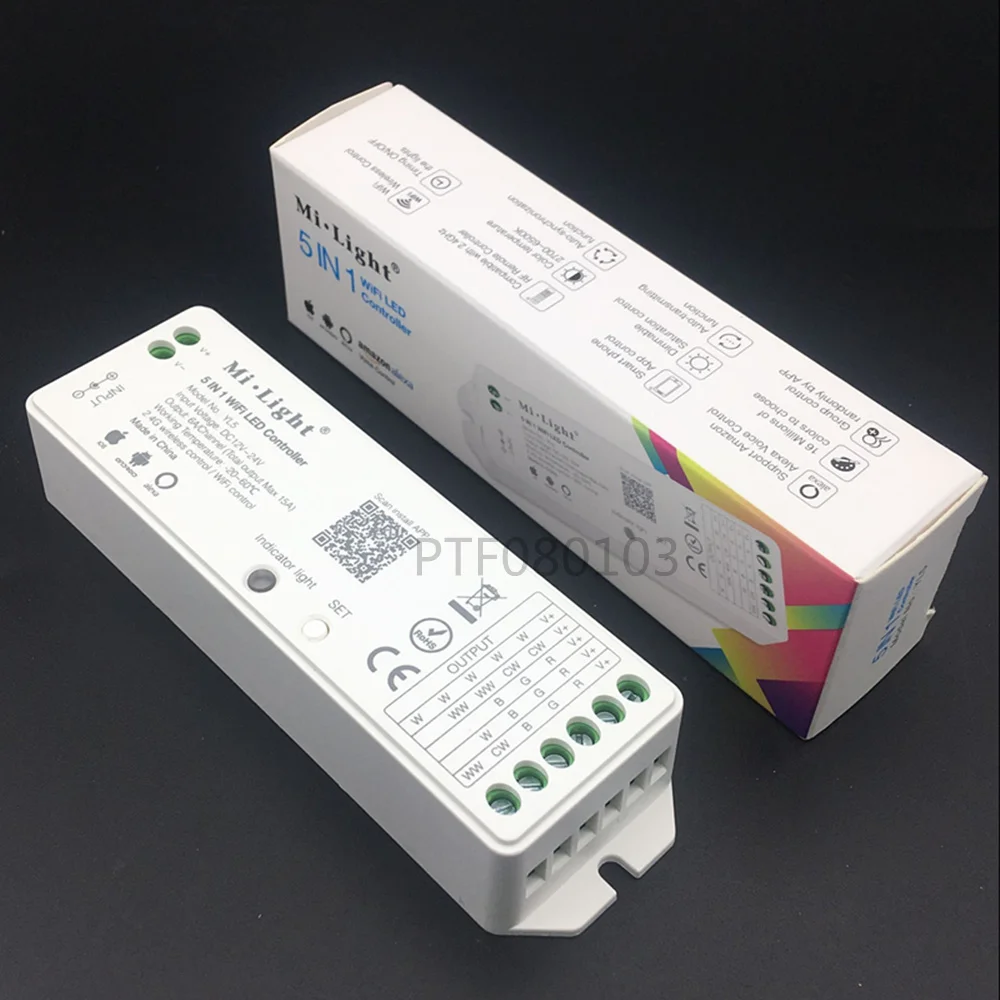 cheap Milight YL5 2.4G 15A 5 IN 1 WiFi LED Controller For Single color, CCT, RGB, RGBW, RGB+CCT Led Strip,Support Amazon Alexa Voice
