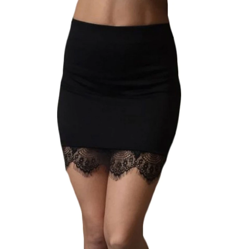 

KLV Sexy Women Lace Stretch High Waist Short Bodycon Mini Skirt Pencil
