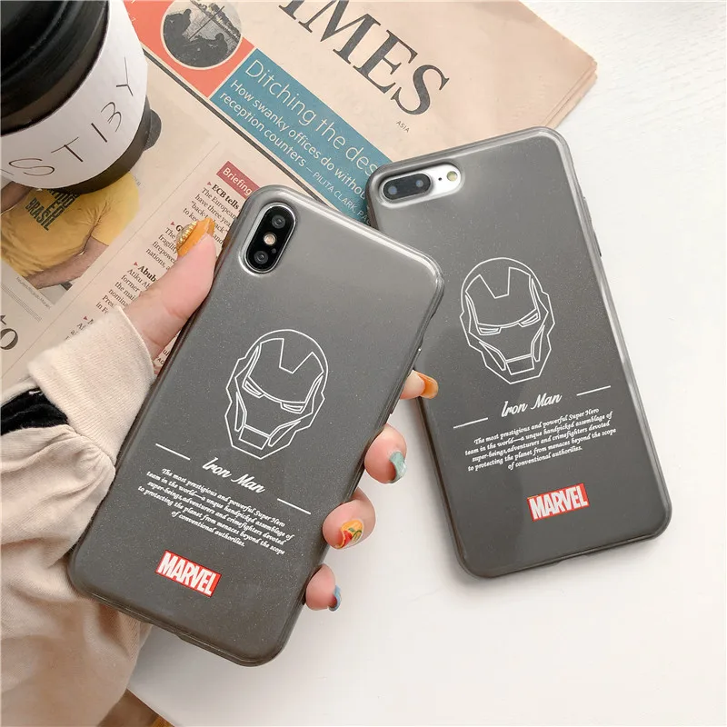 Marvel Железный человек Капитан Америка чехол Спайдермен для iPhone Xs Max XR X 8 7 6 6s Plus
