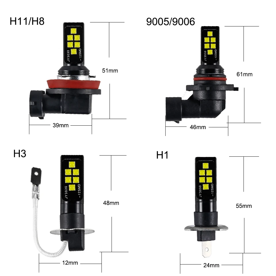 Anmingpu 2x Противотуманные фары Дневные Фары Лампы H9 H8 Led H11 H3 H1 Led H7 9005 HB3 9006 HB4 Led Canbus 2000LM H11 светодиодные противотуманные светильник лампа 3000K 6000K 8000K