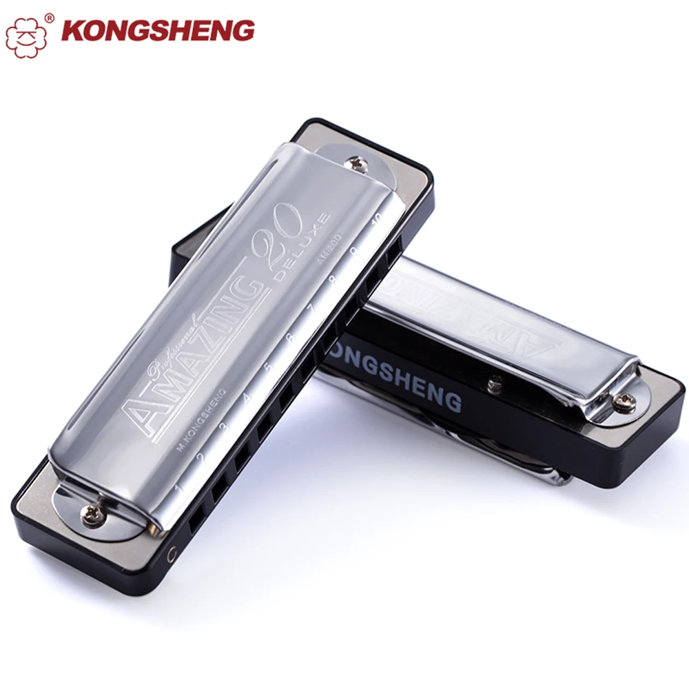 Koop KONGSHENG Diatonische Professionele Verbazingwekkende 20 Deluxe Harmonica 10 Gaten Blues Harp Mondharmonica Sleutel van C ABS Kam Muziekinstrument