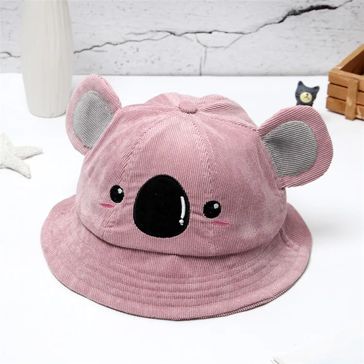 Новая детская Солнцезащитная шляпа на весну и лето, Детские ветрозащитные Панамы для мальчиков и девочек с изображением медведя из мультфильма, шапка в рыбацком стиле для детей 2-8 лет - Цвет: pink