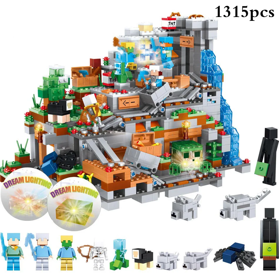 

City Village Town Mountain Cave Castle Building Blocks Compatible Legoed Technic Enlighten Bricks Toys Gifts For Children Friend