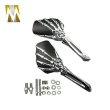 Classic Black Housing chrome Skull Side Rear View Mirrors Fit For Harley Davidson Sportster Fatboy Electra