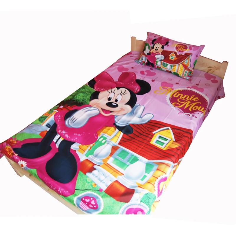Розовый набор пододеяльников для пуховых одеял с Минни Маус, односпальное постельное белье для девочек, Детский Комплект постельного белья с героями мультфильмов, подарок на день рождения и Рождество