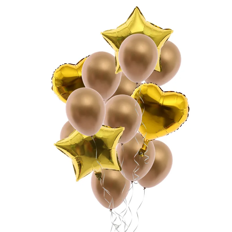 10 шт шар цвета розового золота алюминиевой пленки и латекса гибридный набор шар Свадьба День Рождения Вечеринка шар рождественские украшения шар