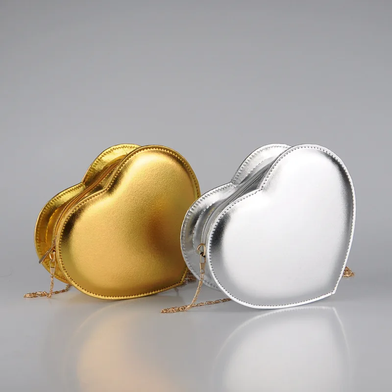 2018 лето новый мультфильм в форме сердца золотой Дамы Сумка sweet love Персик в форме серебряные женские crossbody сумки
