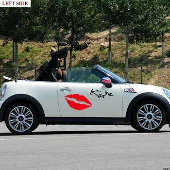 

LEFT SIDE Car Stickers Red Lip Print Kiss Me Two Size Car Charger Car Body Stickers Graceful Simple Waterproof Vinyl Fresh