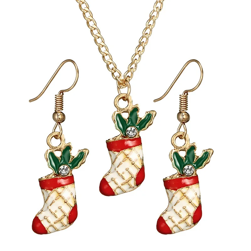 

best Christmas Gift Fashion Jewelry set Necklace And 1Pair Earring Christmas style 2018 Accessories Pendant Earrings set